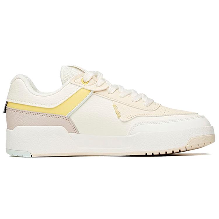 Anta Life Collection Wear resistant And Lightweight Low top Skateboard Shoes Women's White Yellow 922118081-2