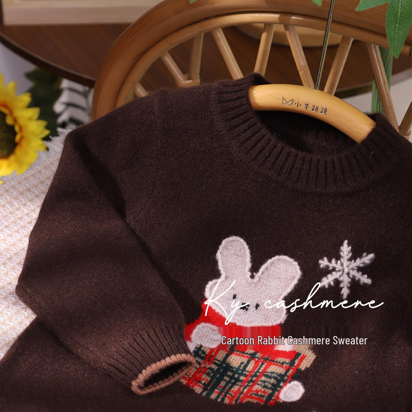 

Children s Cartoon Rabbit Cashmere Christmas Sweater - Double Knit Wool Pullover for Boys and Girls 90 cm