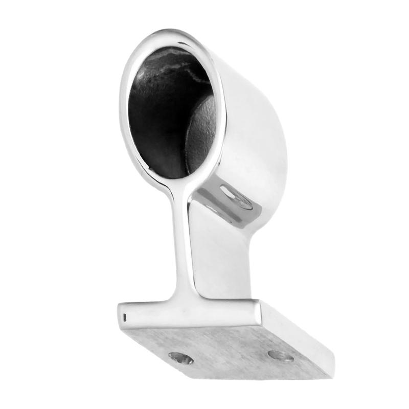 2Pcs Marine Boat 1" 25mm 60 Degree End Base Stanchion Hand Rail Fitting Silver 316 Stainless Steel