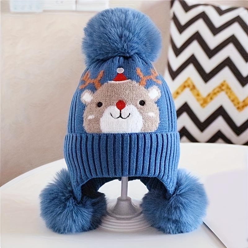 Weihnachtselch-Mütze für Jugendliche mit abnehmbaren Ohrenklappen & Pompon - Weiche, dehnbare, warme Wintermütze für Jungen & Mädchen