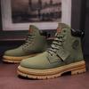 Retro Casualowe Buty High Top dla Mężczyzn Zimowe Grube Rabarbarowe Buty Męskie Motocyklowe Botki Sznurowane Obuwie Robocze Botas Hombre