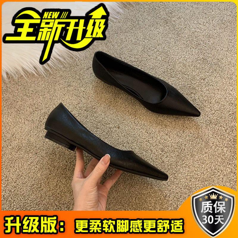 2025 New Comfortable Single Shoes Women's Autumn Princess Shoes Pointed Head Shallow Mouth Real Soft Leather Low Heel Grandma Sho