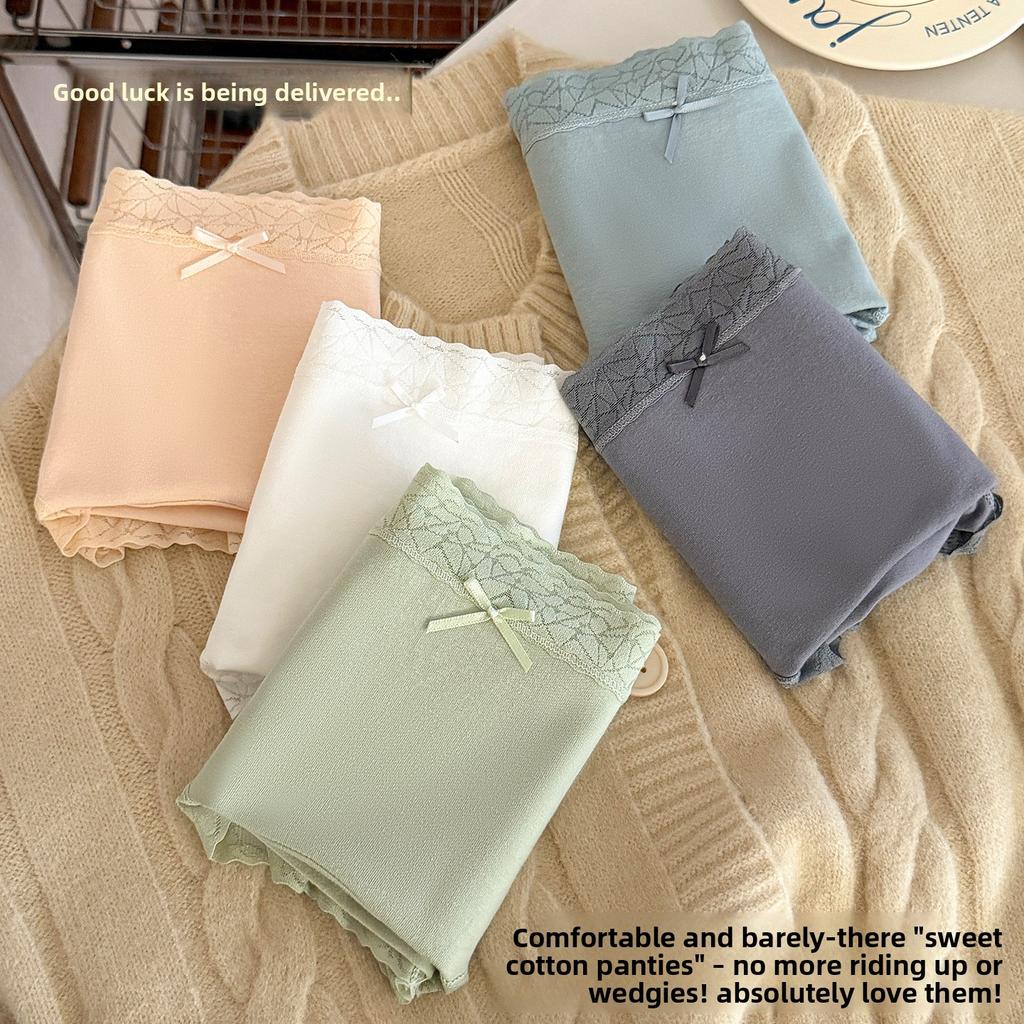 Ladies Summer New Sweet 10A Antibacterial Cotton Extended Middle Waist Triangle Briefs