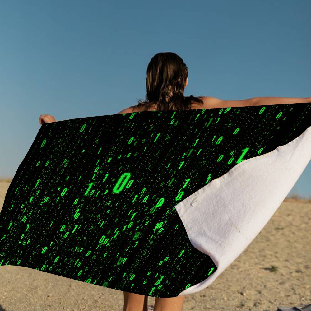 Binary Code The Matrix Program Chart Game Microfiber Blanket Quick Drying Beach Towels Oversized Printing Super Absorbent Pool