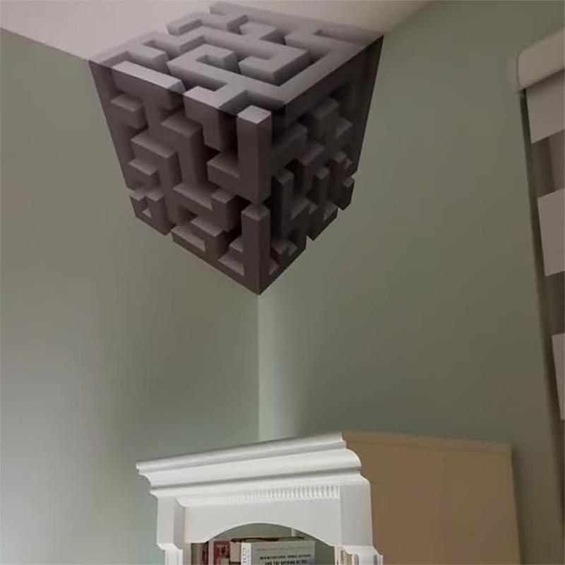 Optical Illusion Wall Art – 3D Corner Wall Decal – Impossible Corners Inspired Peel And Stick Removable 3D Wall Art