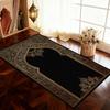 Muslimische Gebetsmatte Schwarzer Teppich für Wohnzimmer Sofa Teppich Heimdeko Schlafzimmer Bettvorleger Lounge Flur Fußmatte Türvorleger Waschbar