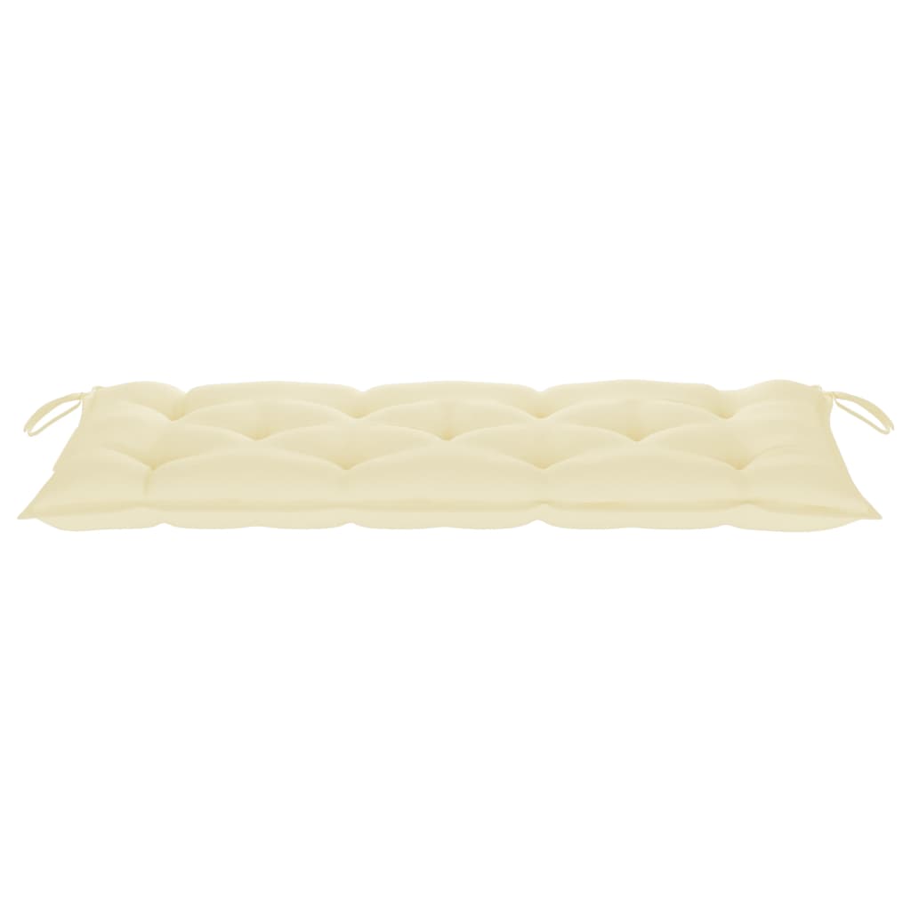 Bamboo Garden Bench with Cushion 120 Cm Cream Color