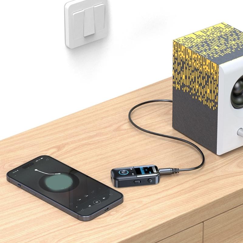 Multifunction Bluetooth-compatible Converter Transmitter Receiver LED Display Screen 3.5mm Audios Jacks For Automotive Use