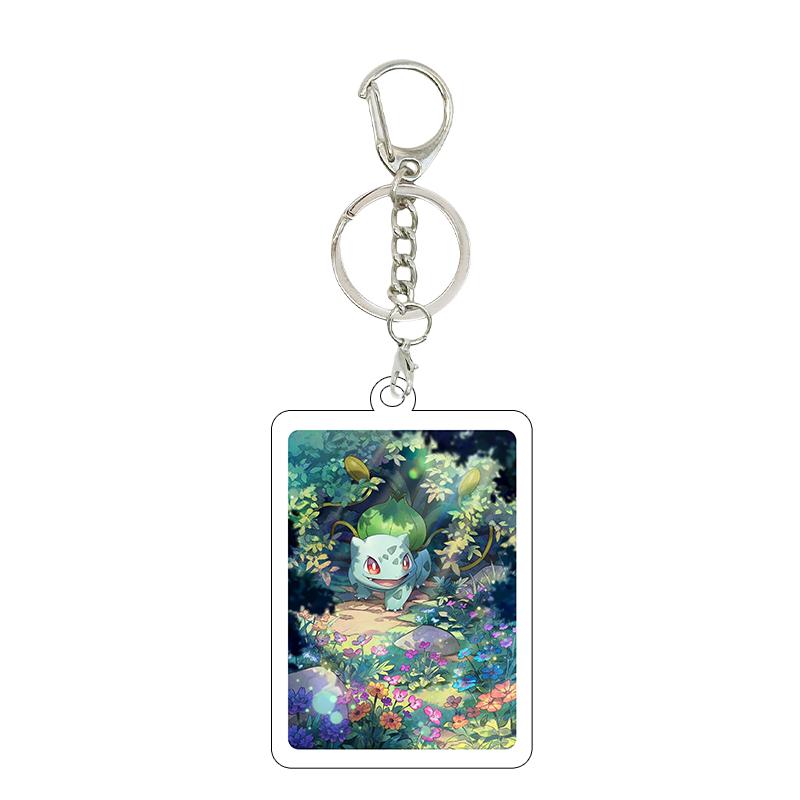 Anime Cartoon Gengar Psyduck Mew Bulbasaur Anime Game Characters Acrylic Pendant PKM Ptcg Decor Key Chain Ring for Fans Gifts