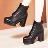 10 15cm Small Size 32-43 Fashion Block High Heels Shoes with Fur Platform Boots 2025 Thick Bottom Snow Ankle Boots Office Model