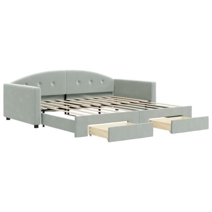 VidaXL Daybed with Trundle and Drawers Light Grey 90x190cm Velvet 3197362