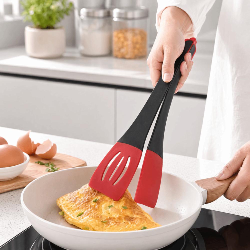 Silicone Food Tongs 3 In 1 Design Grilling Tongs Durable Cooking Spatulas Grilling Cooking
