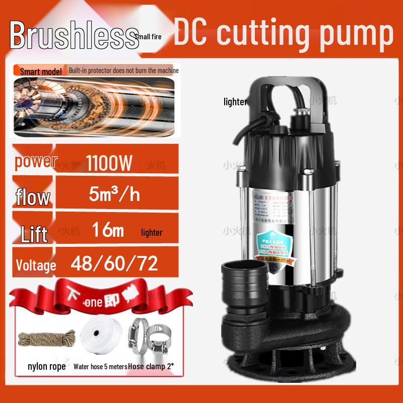 Universal Voltage DC Brushless Septic Tank Cutter Submersible Sewage Pump for Electric Vehicles (48V, 60V, 72V)