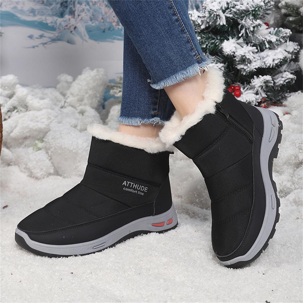 Women's Fashion Side Zipper -Lined Winter Boots for Cold