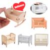 1Pcs Dollhouse Miniature Wooden Furniture Shaker Cradle Baby Bed Model Toys Nursery Simulation Crib Dolls Home Deccor Accessory