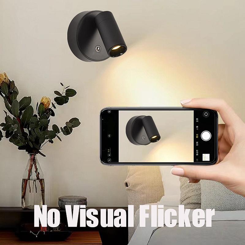 LED Wall Lamp USB Rechargeable 2000mAh Dimmable Spot Light Wireless Magnetic Night Light Alloy Bedside Photo Wall Painting Light
