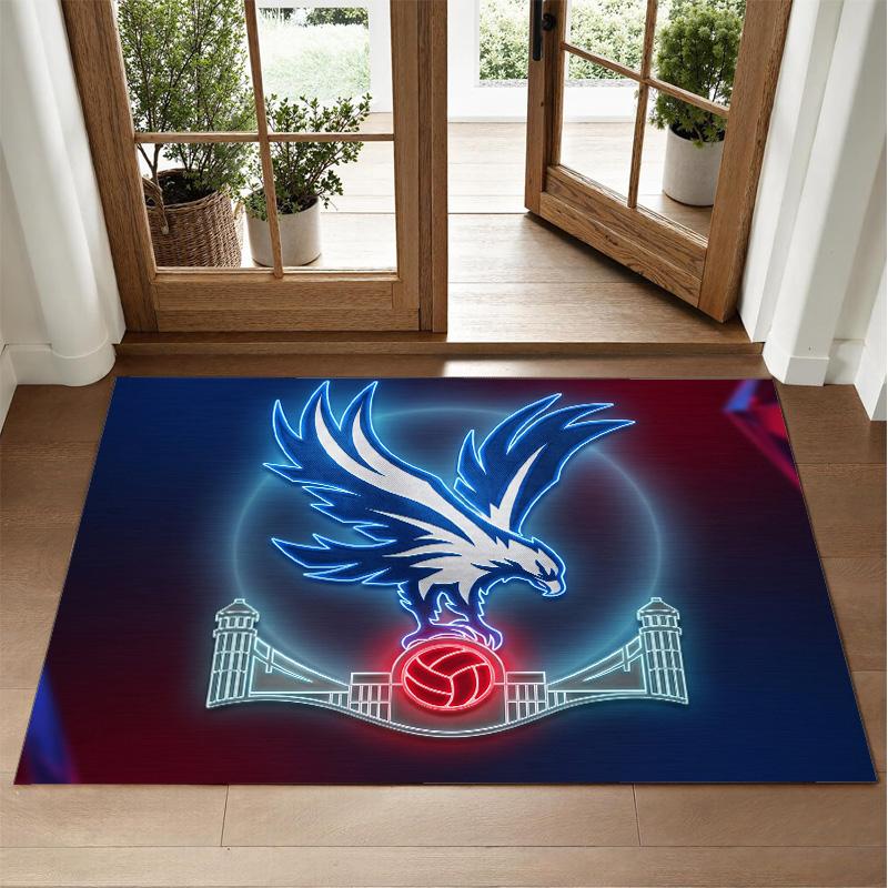 Crystal Palace Football Design Crystal Velvet Rug Soft Decorative Mat for Bedroom Entrance