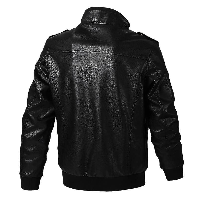 Chaqueta de Cuero para Motociclista con Forro de Terciopelo Otoño/Invierno 2026 para Hombre - Estilo Béisbol Bordado Juvenil de Moda