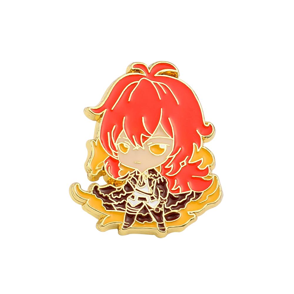 Game Genshin Impact Brooch Diluc Barbara Fischl Klee Paimon Cartoon Character Pins Badge Jewelry Accessories Gift for Fans
