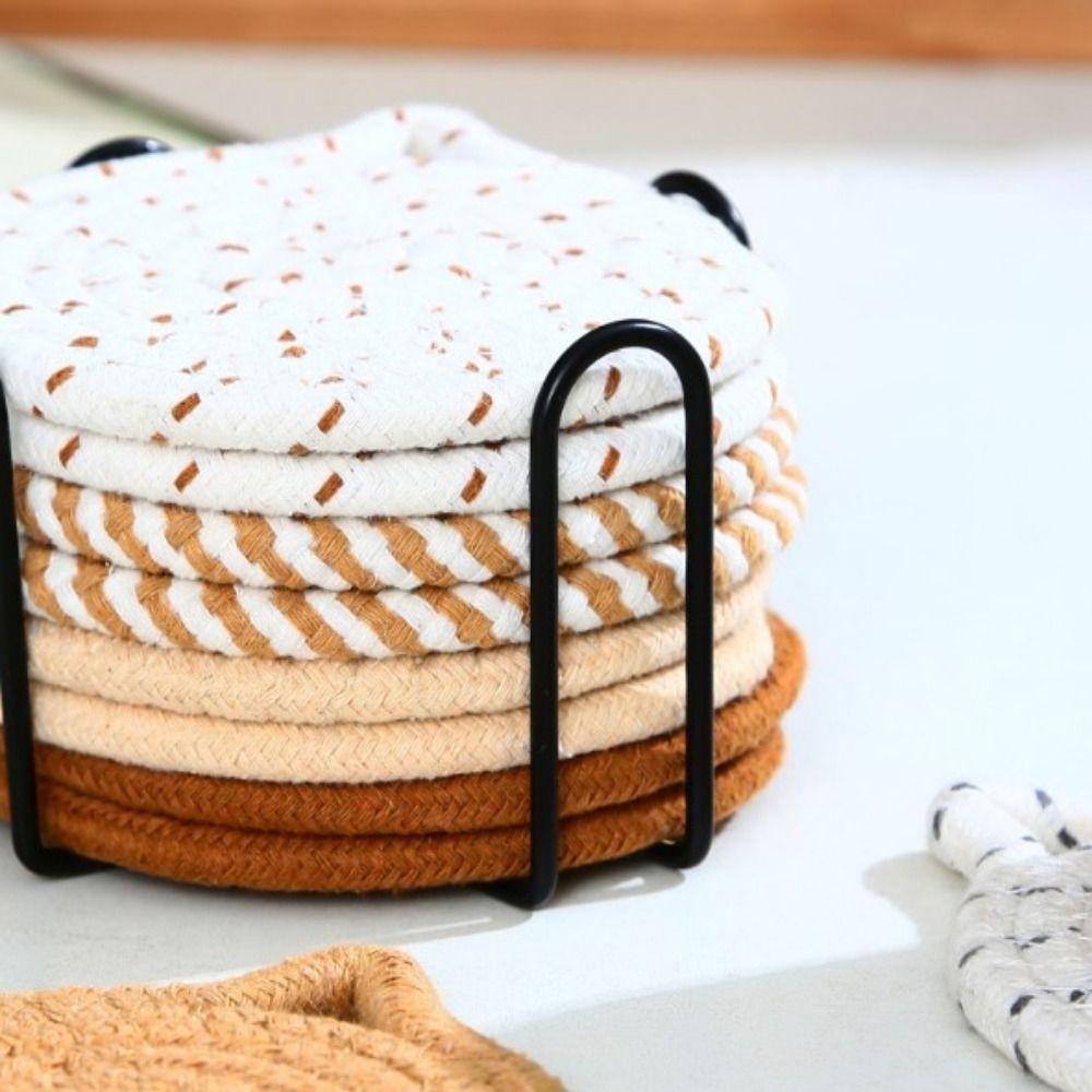 4/8 Pcs High-Temperature Resistant Cotton Drink Coasters Absorbent Coasters  Office Supplies