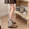 Autumn and Winter Women's Cartoon-style Embroidered Striped Trendy Boneless Sewn Mid-calf Cotton Socks