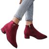 New Large-sized Single Boots, Short Boots, Mid-heel, Thick-heel, Side Zipper Women's Shoes