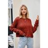 Otoño e Invierno suéter de mujer cuello redondo botón trenzado cuerda suéter de punto suéter de aguja gruesa suelta suéter de gran tamaño