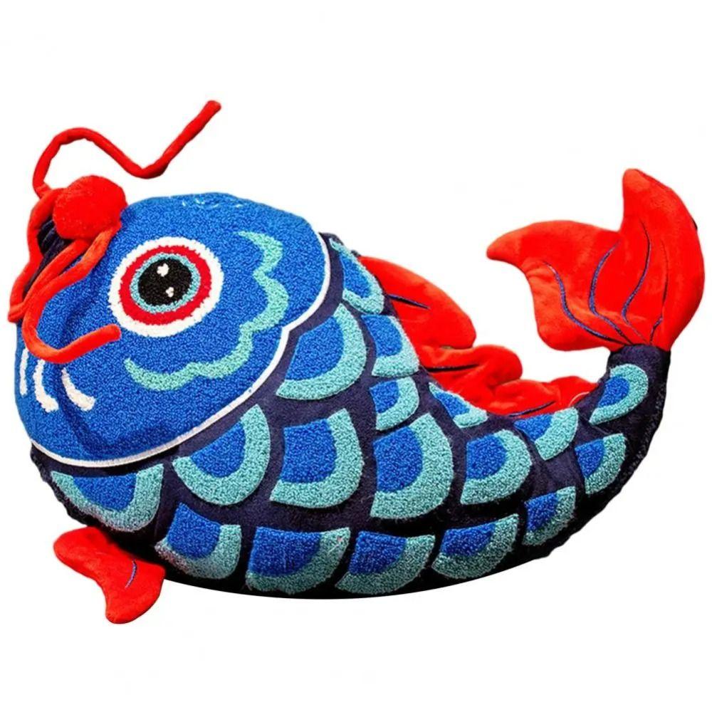 Chinese Gold Ingot Plush Cushion Dancing Lion Koi Fish Embroidery Pillow  Party