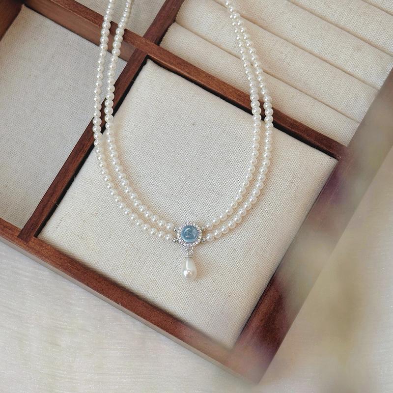 

Princess on the Run Series Pink Pearl Necklace Women s Light Luxury Niche Design Clavicle Chain Simple and Sweet Necklace