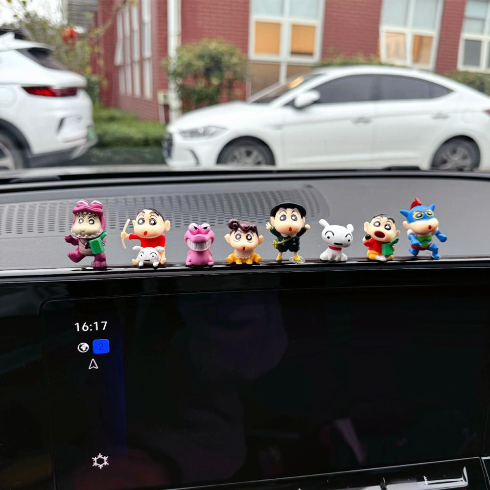 8Pcs/Set Crayon Shin-chan Funny Pose Figure Car Decoration Ornaments Cartoon Model Ornaments Auto Interior Accessories #467870