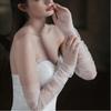 Pearls Wedding Fingerless White Gloves Transparent Mesh Arm Covers Elegant Bridal Gloves  Wedding