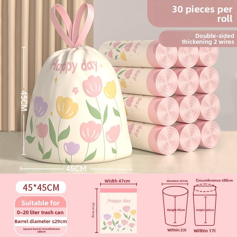 50/30/10PCS Cute Tear-free Garbage Bag Household Thickened Portable Kitchen Large Disposable Clean Drawstring Enlarged Garbage Bag