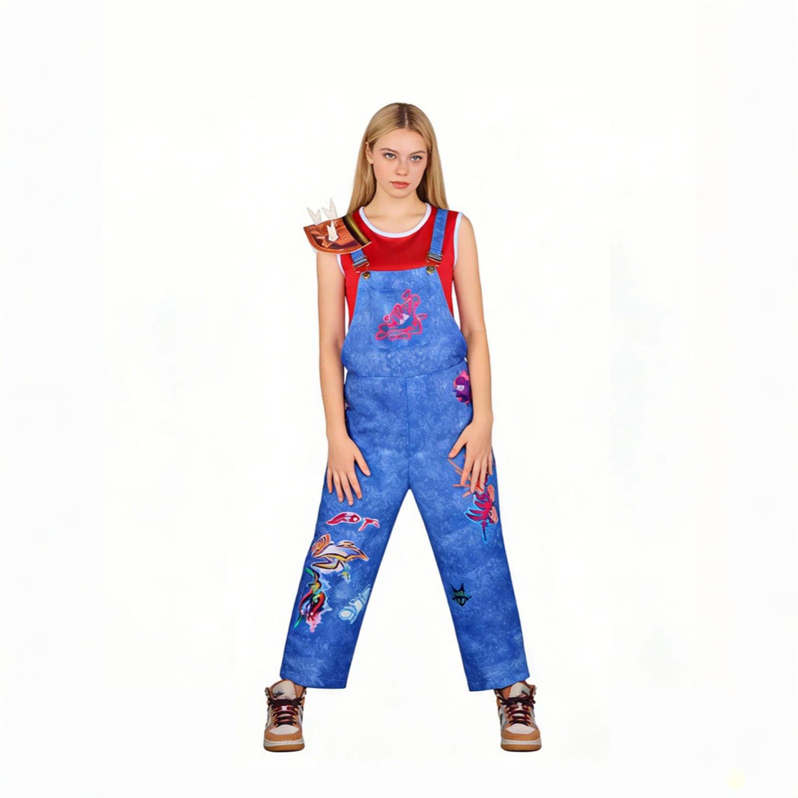 

Kids Sleeveless Jumpsuit with Printed Overalls and Shoulder Strap Halloween Stage Performance Costume for Boys and Girls XXXL