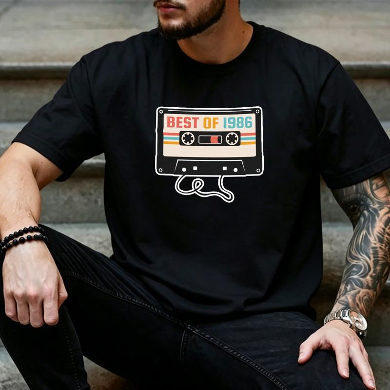 Retro Cassette Tape Best Of 1986 Graphic T Shirt Unisex 80s Music Fan 40th Birthday Casual Short Sleeve Street Tee