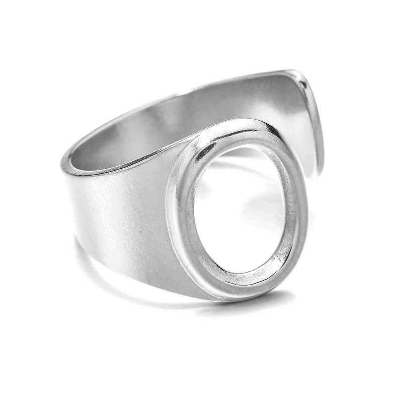 18K Gold Stainless Steel Letter Ring – Fashionable Open European & American Style, Women's Adjustable Titanium Steel Ring