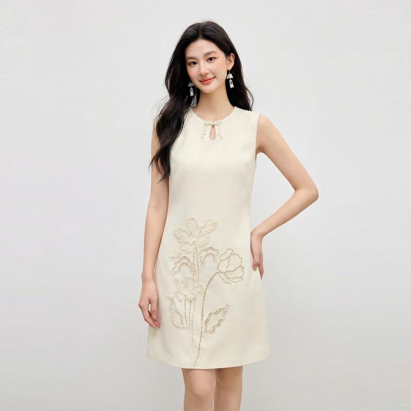 Новое sleeveless платье Qiusbiyiren в китайском стиле с вышивкой и кисточками S