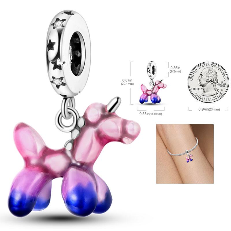 Copper Charms Penguin Unicorn Carousel Pendants Fit Original Pan Bracelet Beads Diy For Jewelry Making