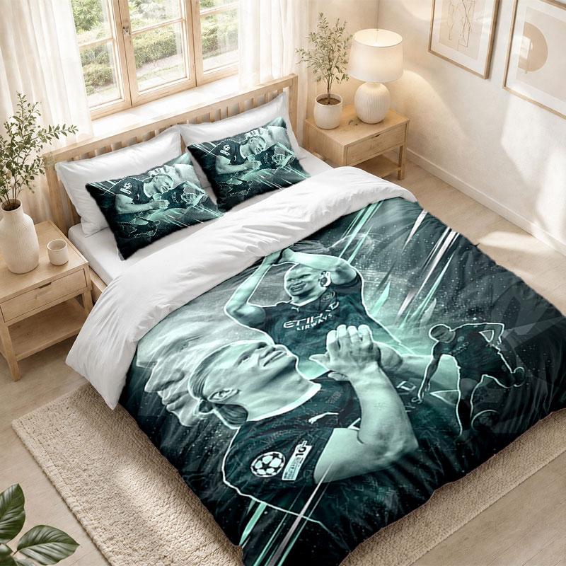 Bedding Set 1 Duvet Cover 2 Pillowcases Erling Haaland Print Bedroom Home Decoration