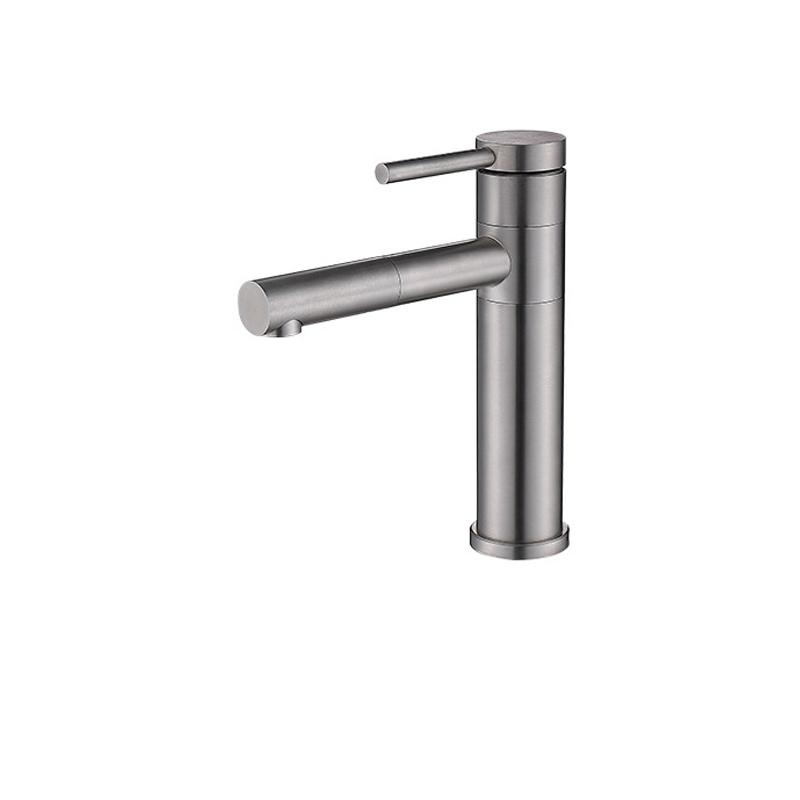 

Смеситель для раковины в ванной комнате, однорычажный, поворотный на 360°, черный, из нержавеющей стали 304, смеситель для холодной и горячей воды, краны для раковины G9/16 серебряный