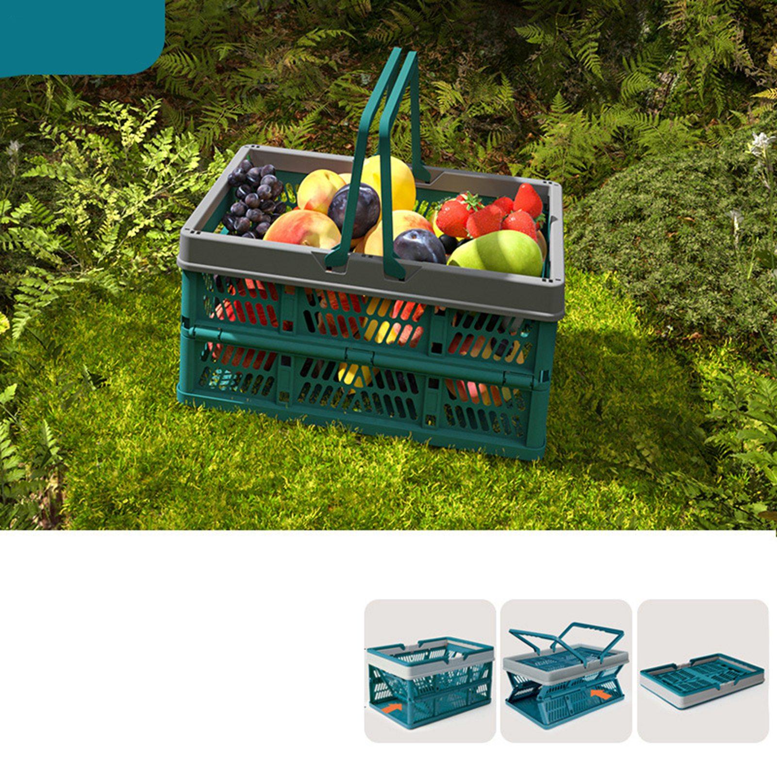 Picnic Basket Foldable Medium Japanese  Portable Handle Travel Carrying Basket for Outdoor Home Portable Picnic Basket
