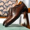 Business Dress British Men's Shoes Small Square Head High-end Cowhide Leather Shoes Men's Brock Three-joint Oxford Shoes