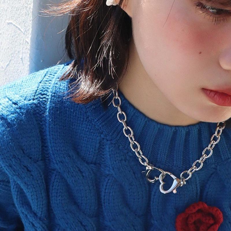 Hip-hop Punk Slitina Srdce Manžety Náhrdelník Módní Šperk na Krk Řetízek na Krk Punkové Srdce Šperky pro Ženy Dívky Muže