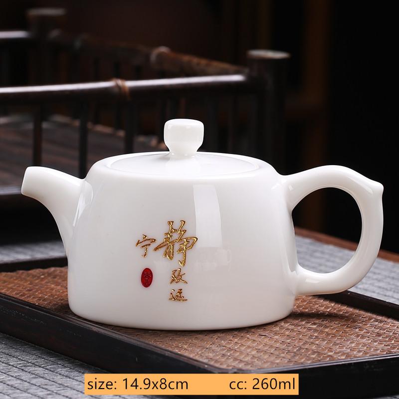 White Porcelain Teapot Custom Ceramic Tea Set Home Beauty Ball Hole Filter Tea Infuser Hand Tracing Gold Kettle Handmade Teaware