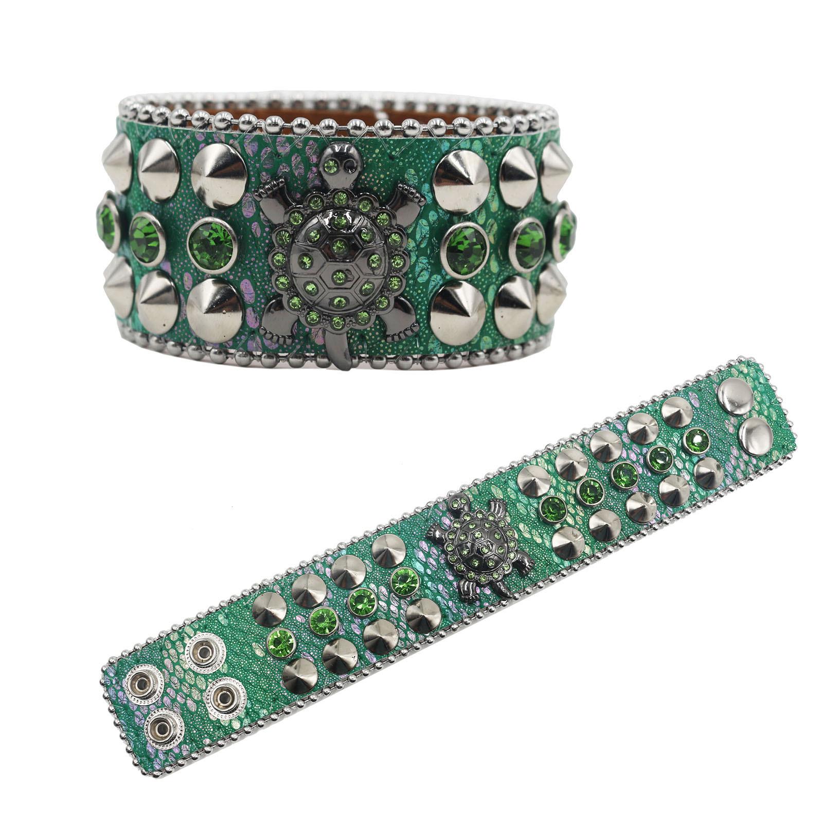 

Американский браслет с заклепками из стразов, браслет, украшенный черепахой, панк-готика, персонализированные украшения