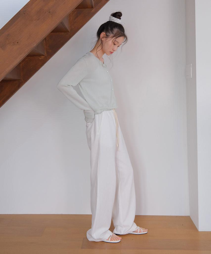 Moui Linen Banding Slacks (O/White)