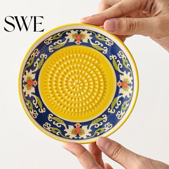 Grater Plate For Herbs Ceramic Garlic Grinder Bowl, Manual Ginger Fruit Zester Mixing Dish Dish, All-in-One Prep Serving Tray, Modern Minimalist