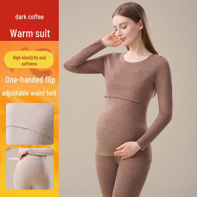 

Женский термокомплект из кашемира и шелка для беременных 2024 года: Бесшовная осенне-зимняя одежда для беременных и кормящих мам 3XL темно-коричневого