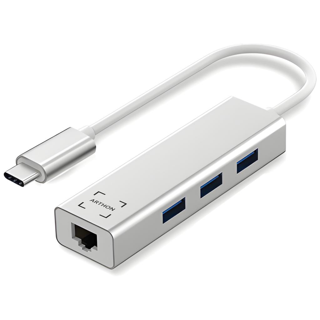 Hub usb 3.1 typ c  3x usb 3.0 ethernet rj-45 lan przejściówka stacja