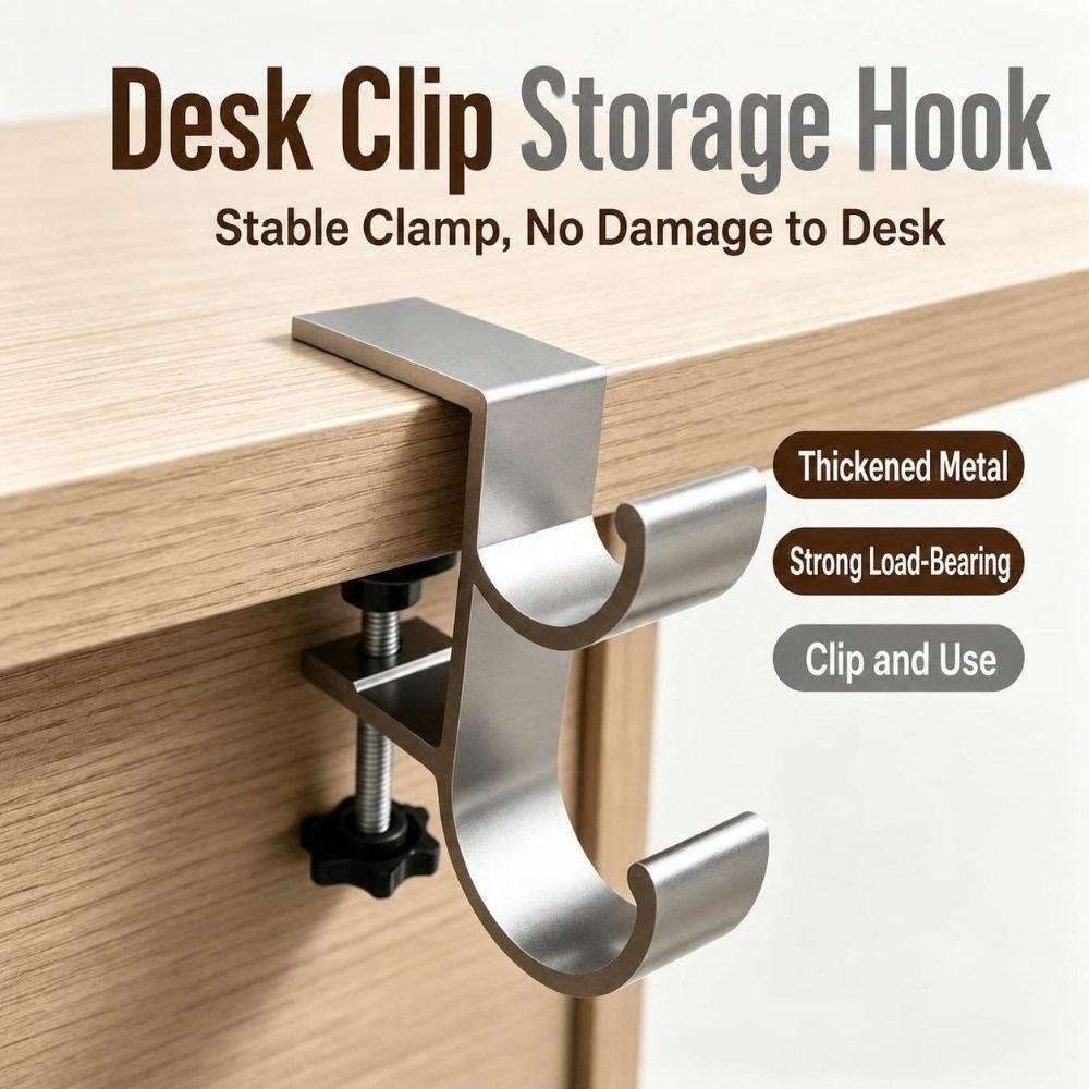 Clamp-on Backpack Hanger Double-Hook Table Edge Storage Hook Durable Table Hanging Hook  Dormitory