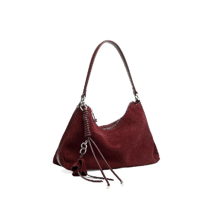 Versatile Retro Suede Leather Women's Bag High-End Commuter Tote Bag Single Shoulder Underarm Bag